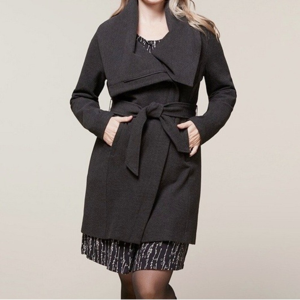 EQL by Kerrits Uptown Jacket Belted Sz XL Charcoal Shawl Collar Grey Zip Coat